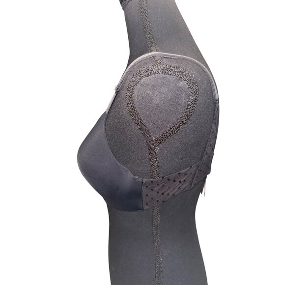 Victorias Secret No-Wire Lightly Lined Comfort T Shirt Bra 36C Black Dot Mesh - Picture 5 of 7